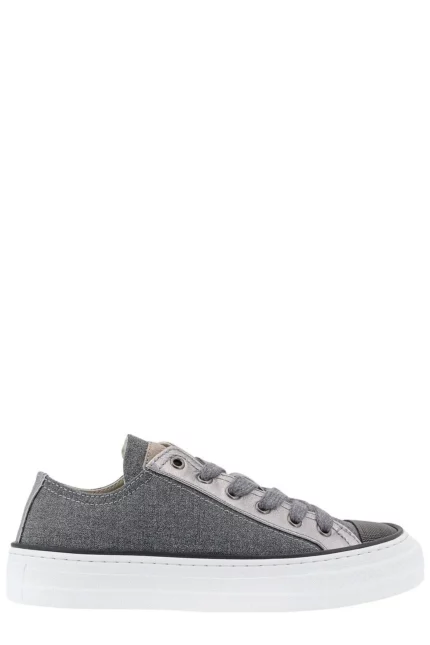 Brunello Cucinelli Panelled Lace-Up Sneakers