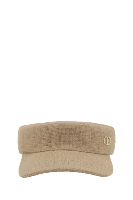 Valentino VLogo Plaque Curved Wide Hem Visor