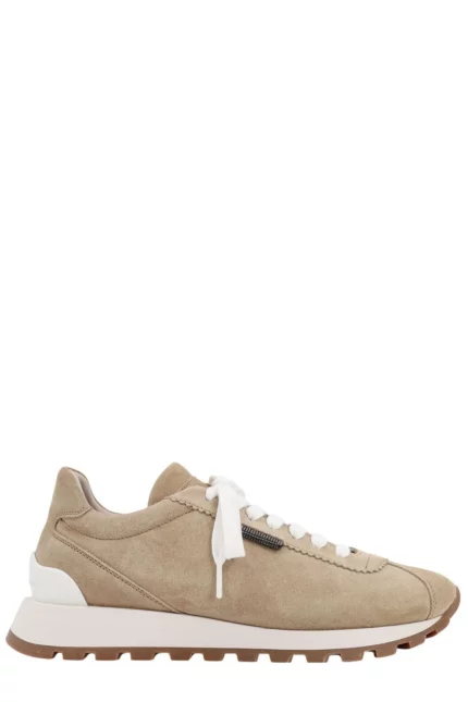 Brunello Cucinelli Round-Toe Lace-Up Sneakers