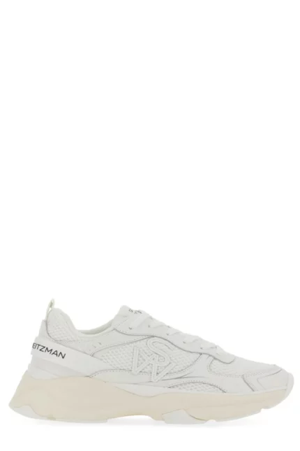 Stuart Weitzman Logo Patch Mesh Lace-Up Sneakers