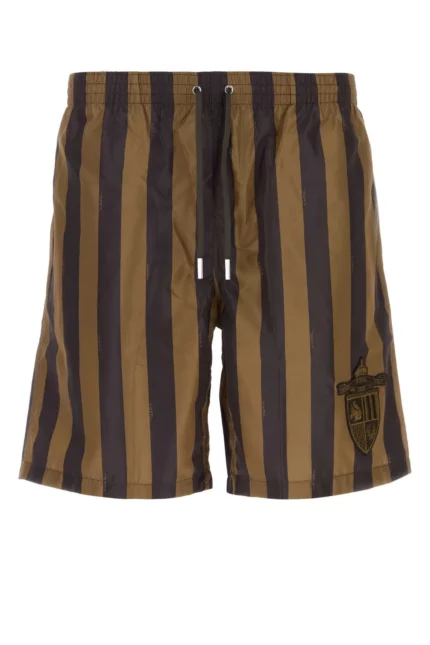 Fendi Striped Drawstring Swim Shorts