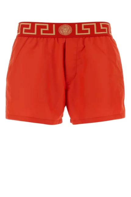 Versace Greca Border Elasticated Waistband Swim Shorts