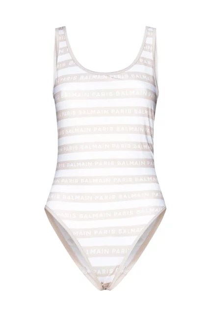 Balmain Allover Logo Printed One Piece Swimsuit