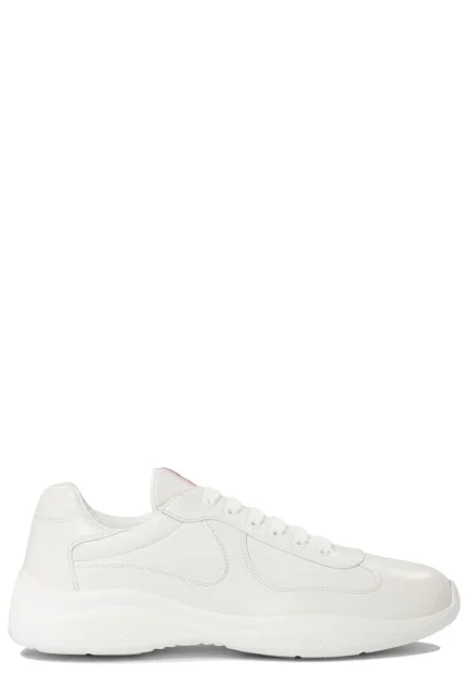 Prada Downtown Triangle Logo Lace-Up Sneakers