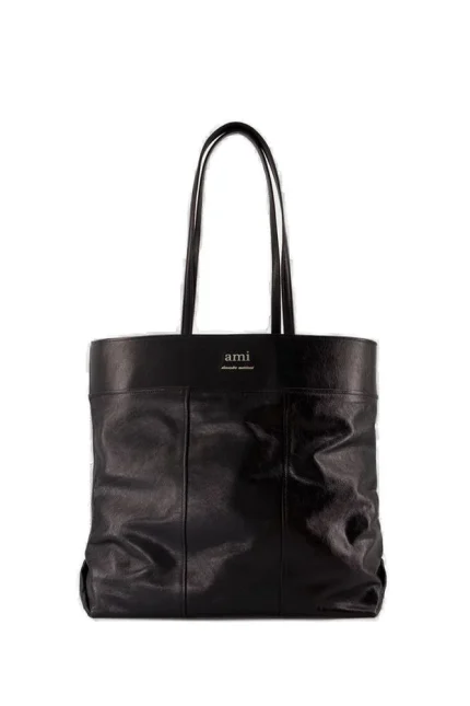 AMI Paris North South Logo Lettering Tote Bag