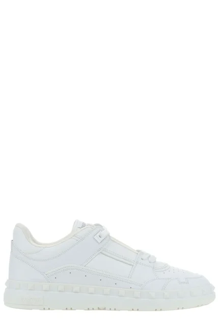 Valentino Garavani Rockstud Round Toe Lace-Up Sneakers