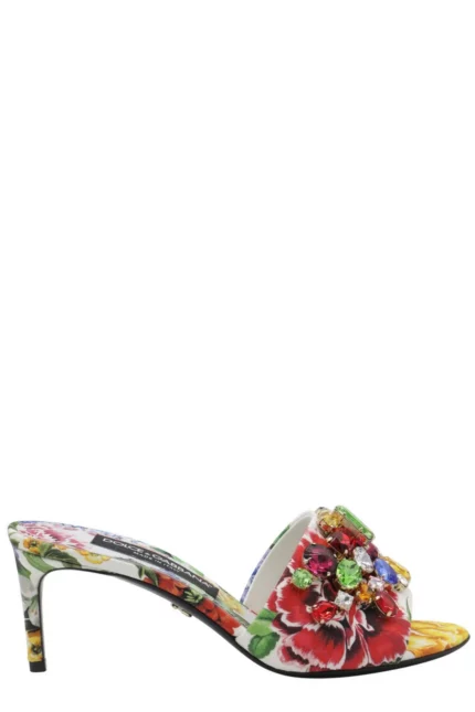 Dolce & Gabbana Floral Embellished Slip-On Mules