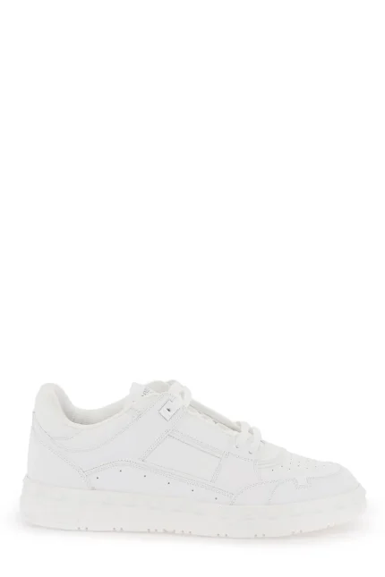 Valentino Garavani Rockstud Round Toe Lace-Up Sneakers
