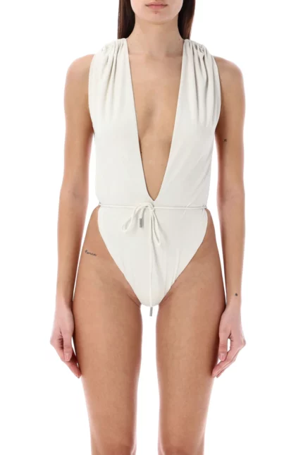 Saint Laurent Backless V-Halter Swimsuit