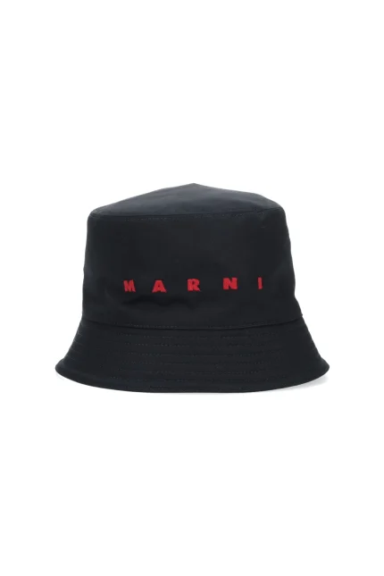 Marni Logo Embroidered Twill Bucket Hat