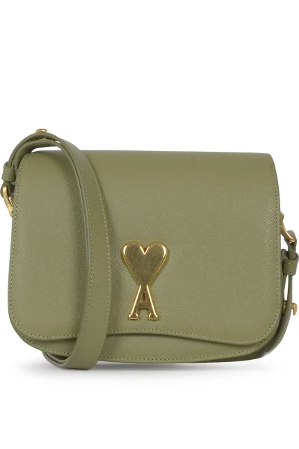 AMI Logo Plaque Foldover Top Shoulder Bag