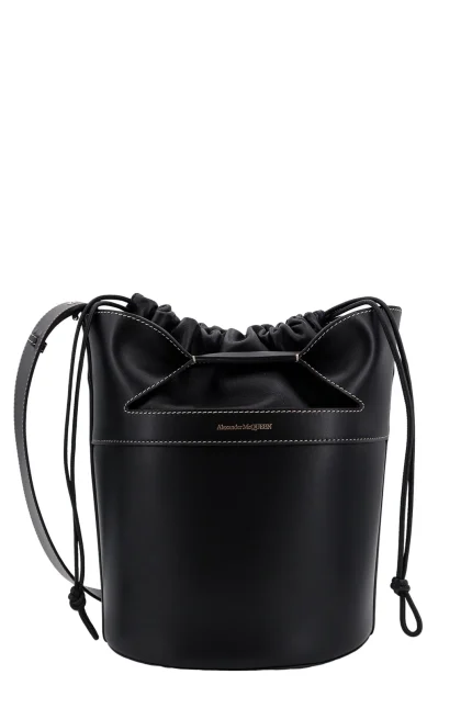 Alexander McQueen Logo Printed Drawstring Bucket Bag