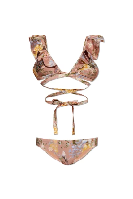 Zimmermann Tallow Wrap Ruffle Bikini