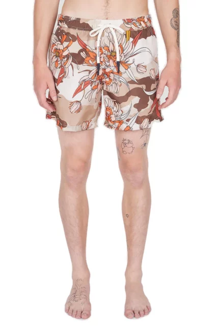 Moncler Floral Print Drawstring Swim Shorts