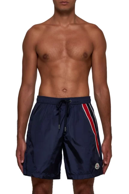 Moncler Logo Patch Drawstring Swim Shorts