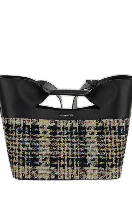 Alexander McQueen Logo Detailed Checked Tote Bag
