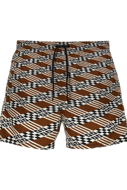 Fendi Graphic Printed Drawstring Swim Shorts