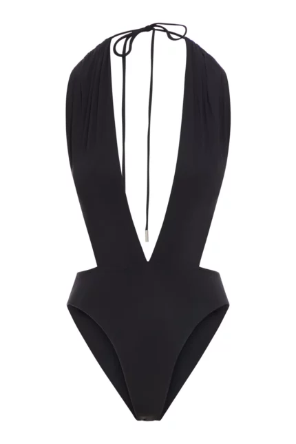 Saint Laurent Backless V-Halter Swimsuit