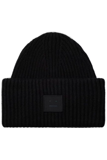 Acne Studios Logo Patch Ribbed Beanie