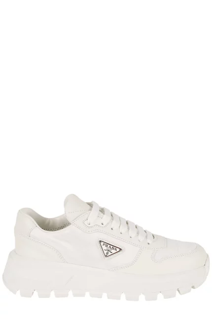 Prada Logo Plaque Lace-Up Sneakers