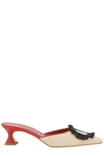 Manolo Blahnik Embellished Pointed Toe Sandals