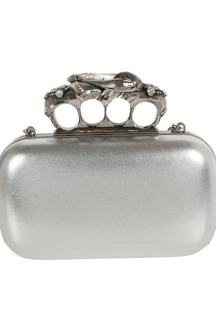 Alexander McQueen Snake Knuckle Embellished Clutch Bag