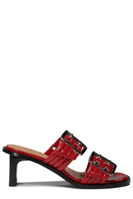 Ganni Eyelet Detailed Buckled Mules