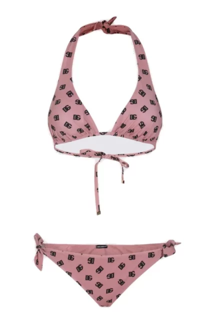 Dolce & Gabbana DG Logo Printed Padded Triangle Bikini Set
