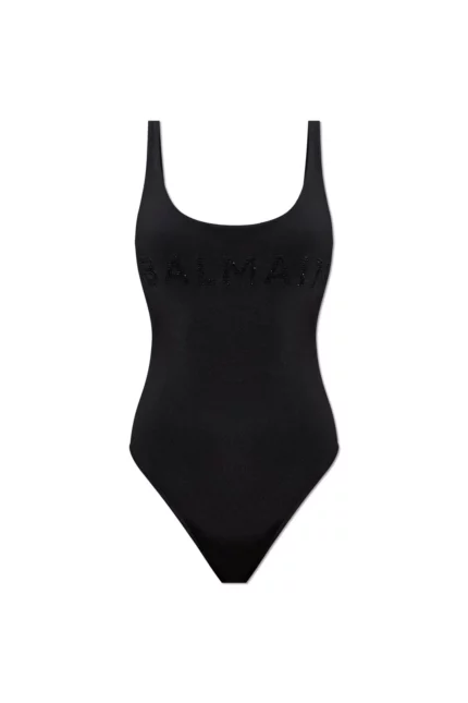 Balmain Logo Embellished One Piece Swimsuit