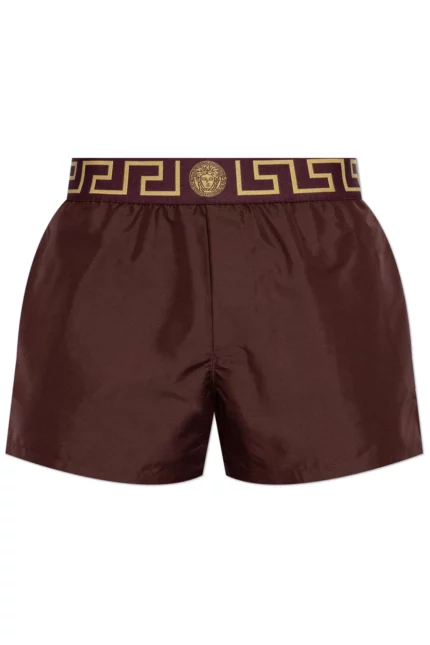 Versace Greca Border Elasticated Waistband Swim Shorts