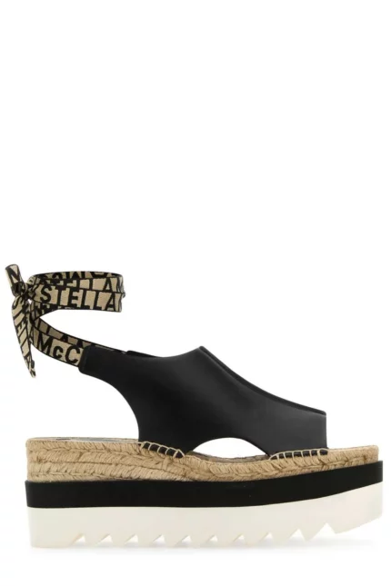Stella McCartney Gaia Logo-Ribbon Ankle Strap Platform Espadrilles