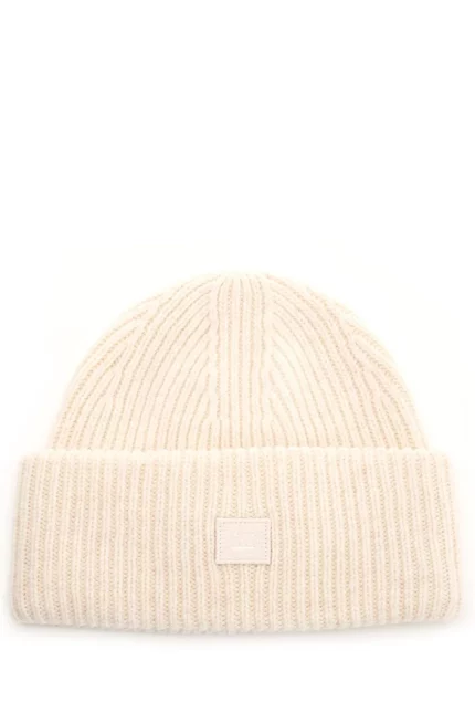 Acne Studios Logo Patch Ribbed Beanie