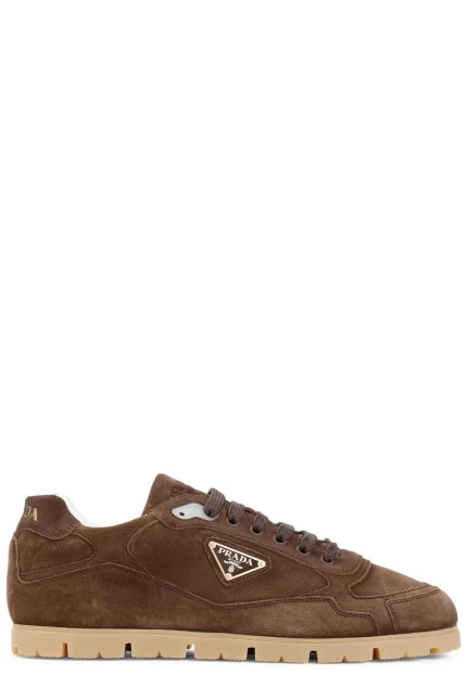 Prada Round-Toe Lace-Up Sneakers