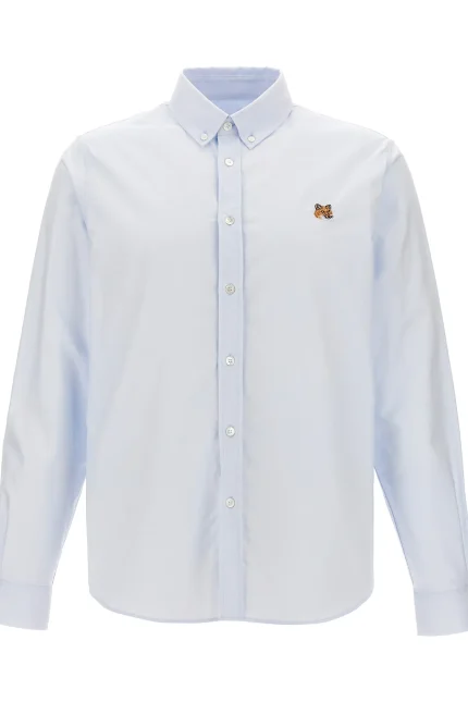 Maison Kitsuné Fox Head Embroidered Long-Sleeved Shirt