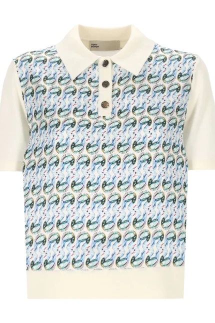 Tory Burch T Monogram Short Sleeved Polo Shirt