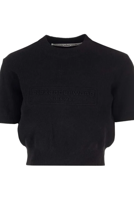 Alexander Wang Logo Detailed Cropped Top