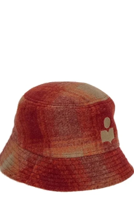 Isabel Marant Logo Embroidered Checked Bucked Hat