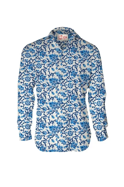 Mc2 Saint Barth Floral Printed Curved Hem Shirt