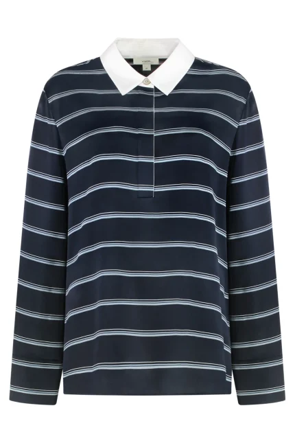 Vince Long Sleeve Striped Polo Shirt
