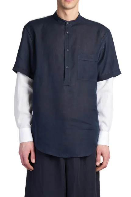 Giorgio Armani Button Detailed Curved Hem Shirt