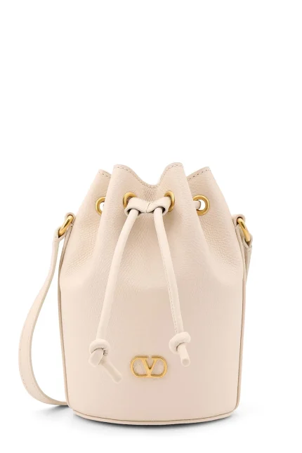Valentino VLogo Plaque Drawstring Bucket Bag