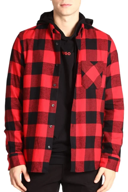 Hugo Boss Checked Curved Hem Shirt