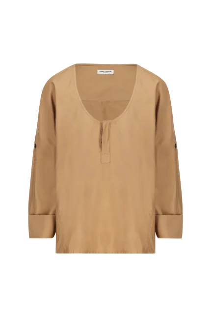 Saint Laurent Henley U-Neck Blouse