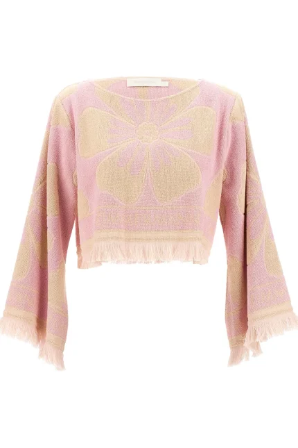 Zimmermann Pop Long-Sleeved Towelling Crop Top