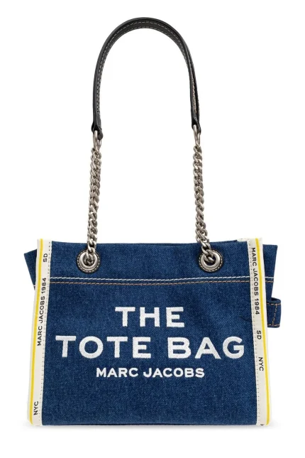 Marc Jacobs The Denim Chain Logo Detailed Small Tote Bag