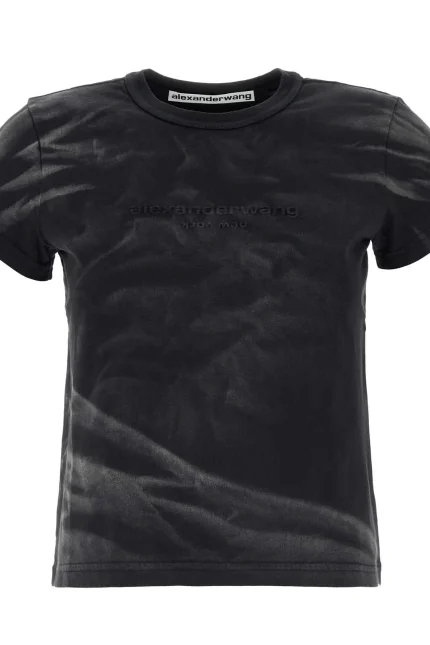 Alexander Wang Distressed Logo Shrunken T-Shirt