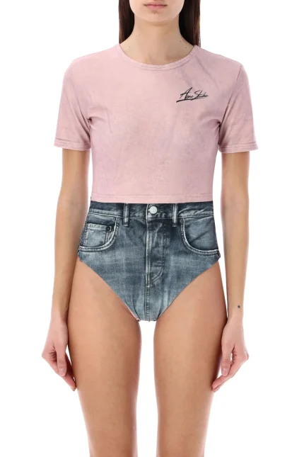 Acne Studios Logo Printed Bodysuit