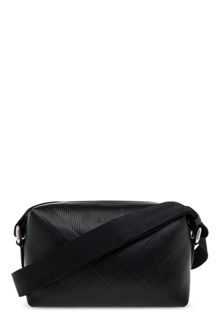 Burberry Check-Embossed Zipped Messenger Bag