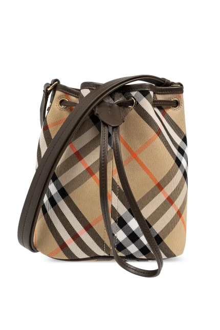 Burberry Checked Drawstring Bucket Bag
