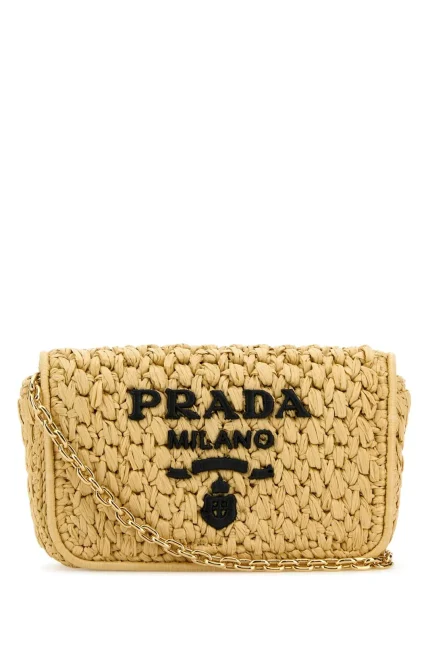 Prada Logo-Embroidered Chain-Linked Crochet Shoulder Bag